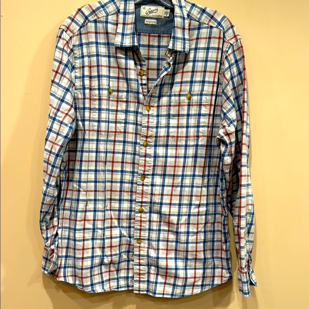 Casual Plaid Oxford Shirt - Blue, Red, White, Gray